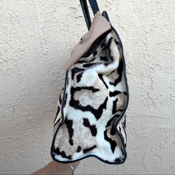 Valentino Aphrodite top handle calf hair leopard print bow satchel shopper bag - Picture 8 of 16